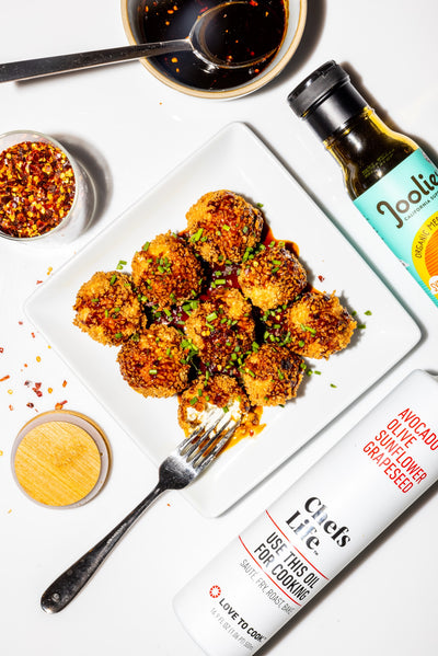 Fried Goat Cheese Balls with Hot Date Syrup